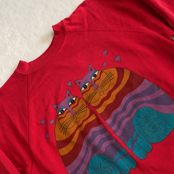 {VTG} Laurel Burch | Hanes 1987 Rainbow Cats Painting Artist Sweatshirt (M) - Picture 7 of 16